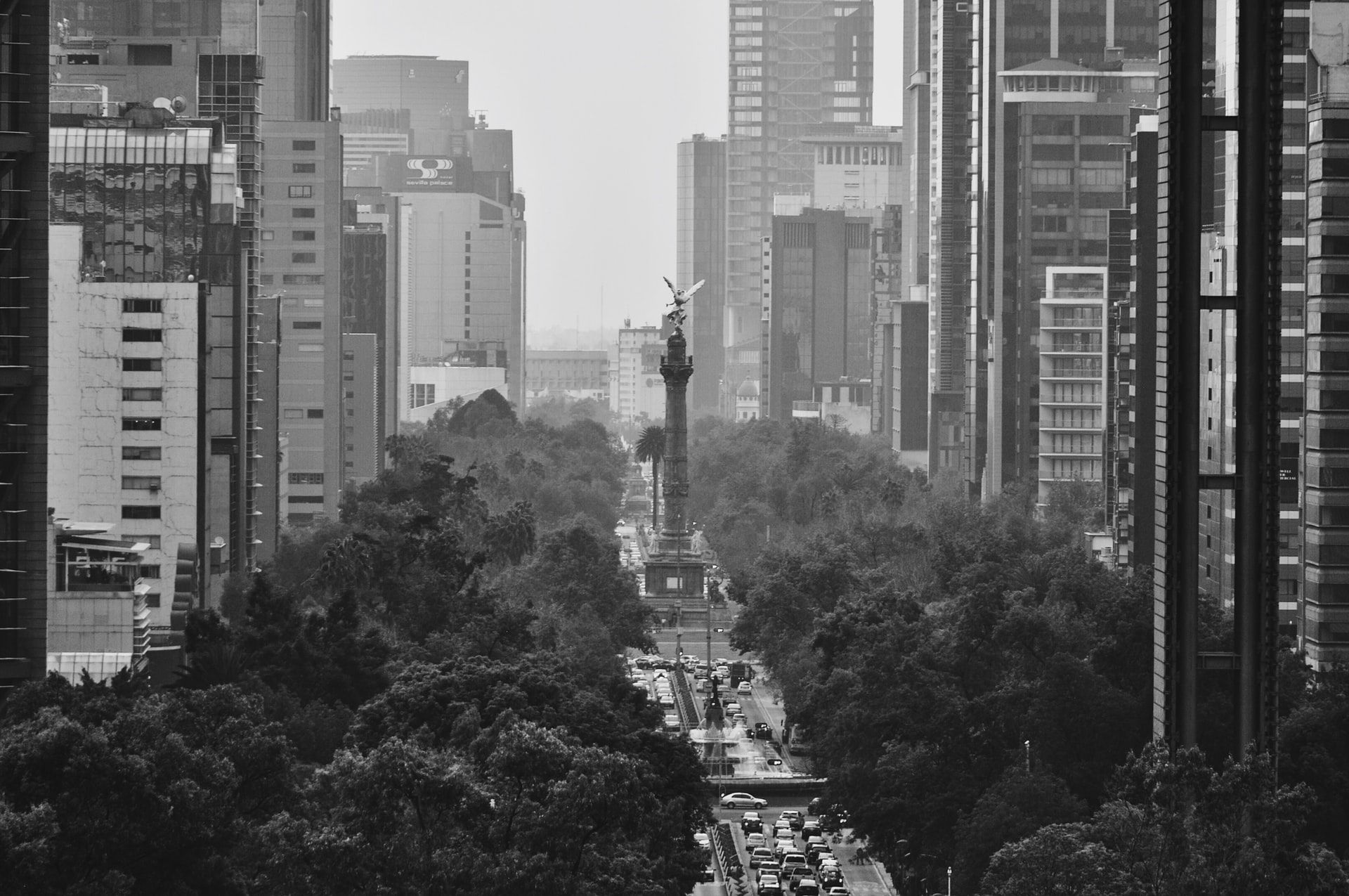 Mexico City skyline with Angel de la Independencia